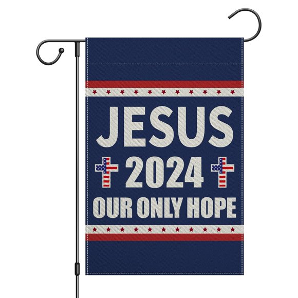 shiyou-Jesus 2024 Our Only Hope Garden Flag Double Sided 12x18 Inch Christian Sign Welcome Yard Flag Farmhouse Outdoor Decor Burlap