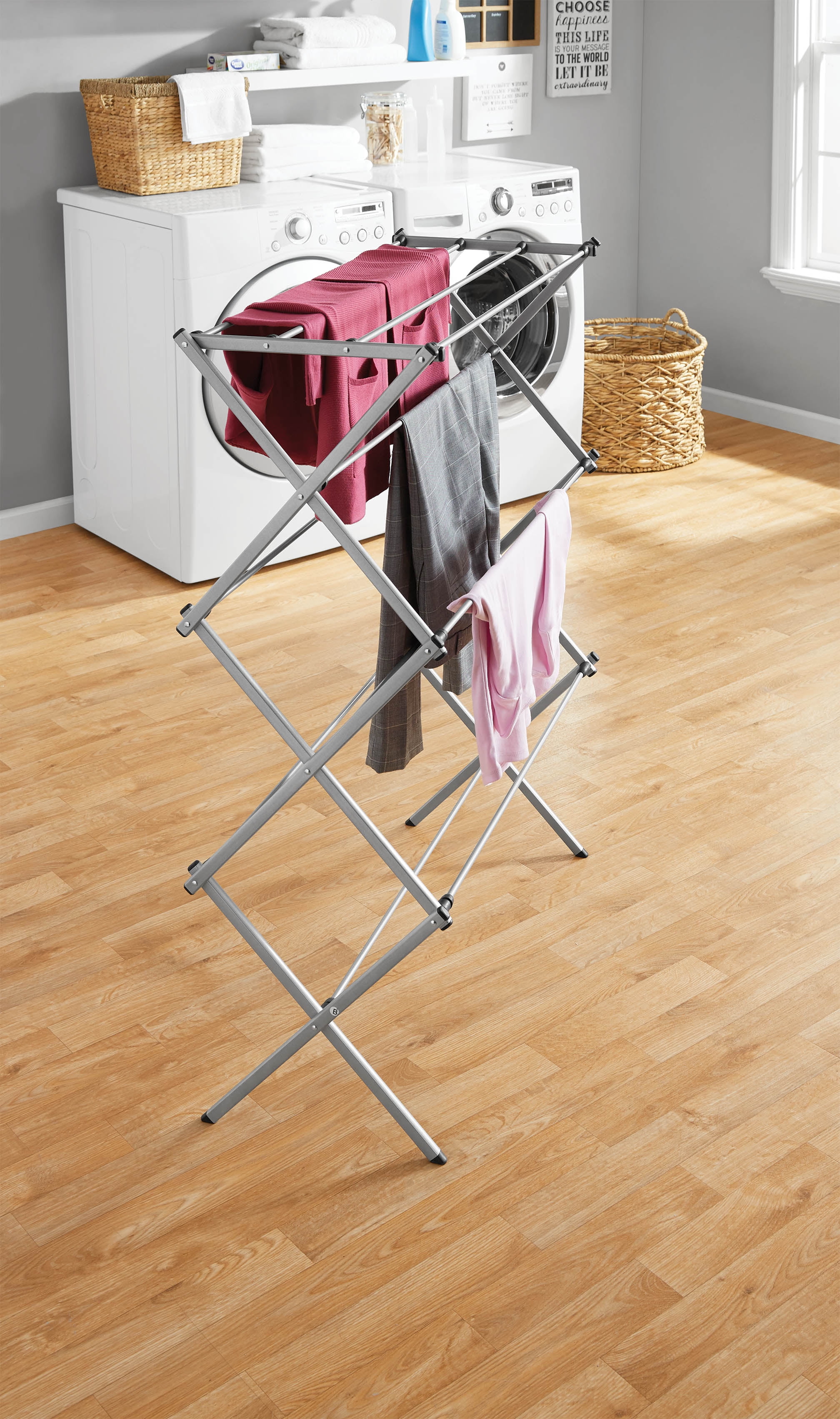 Mainstays Oversized Collapsible Steel Laundry Drying Rack, Silver