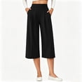 thumbnail image 6 of SwiftWear Women's Dress Work Capri Pants Solid Color Wide Leg Capris Stretch Casual Cropped Pants S-2XL, 6 of 6