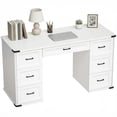 thumbnail image 1 of HOMCOM 55" Farmhouse Executive Desk with 7 Drawers, Computer Desk, White, 1 of 10