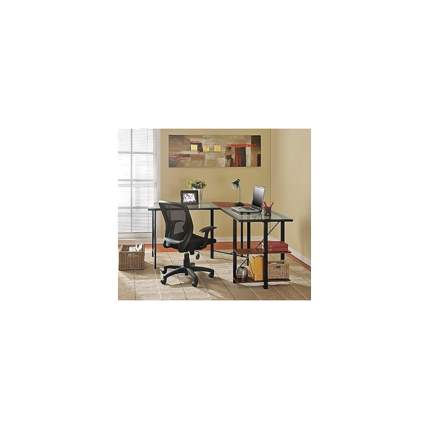 Ameriwood Aden L Glass Desk Gray 9379096 100780