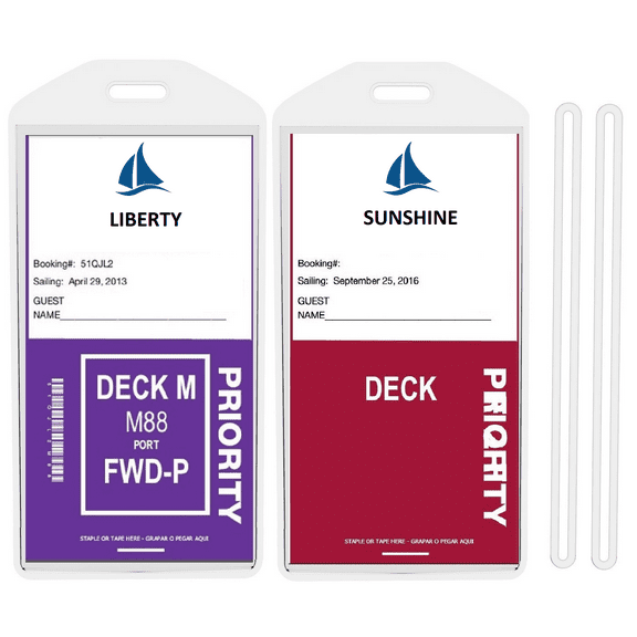 Easy Read Register 8 Pack Cruise Ship Luggage Tags (Wide) for Princess, Carnival, Costa, Holland America, P&O, and Norwegian