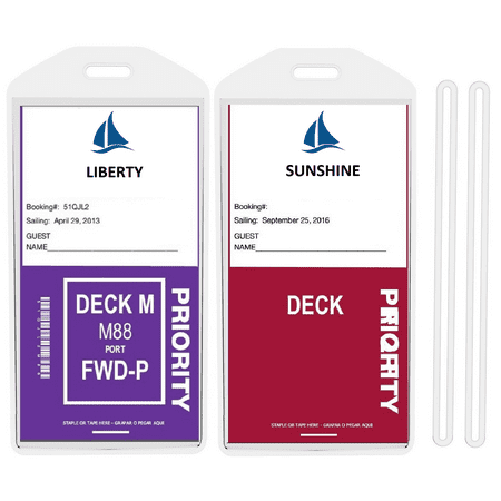 Easy Read Register 8 Pack Cruise Ship Luggage Tags (Wide) for Princess, Carnival, Costa, Holland America, P&O, and
