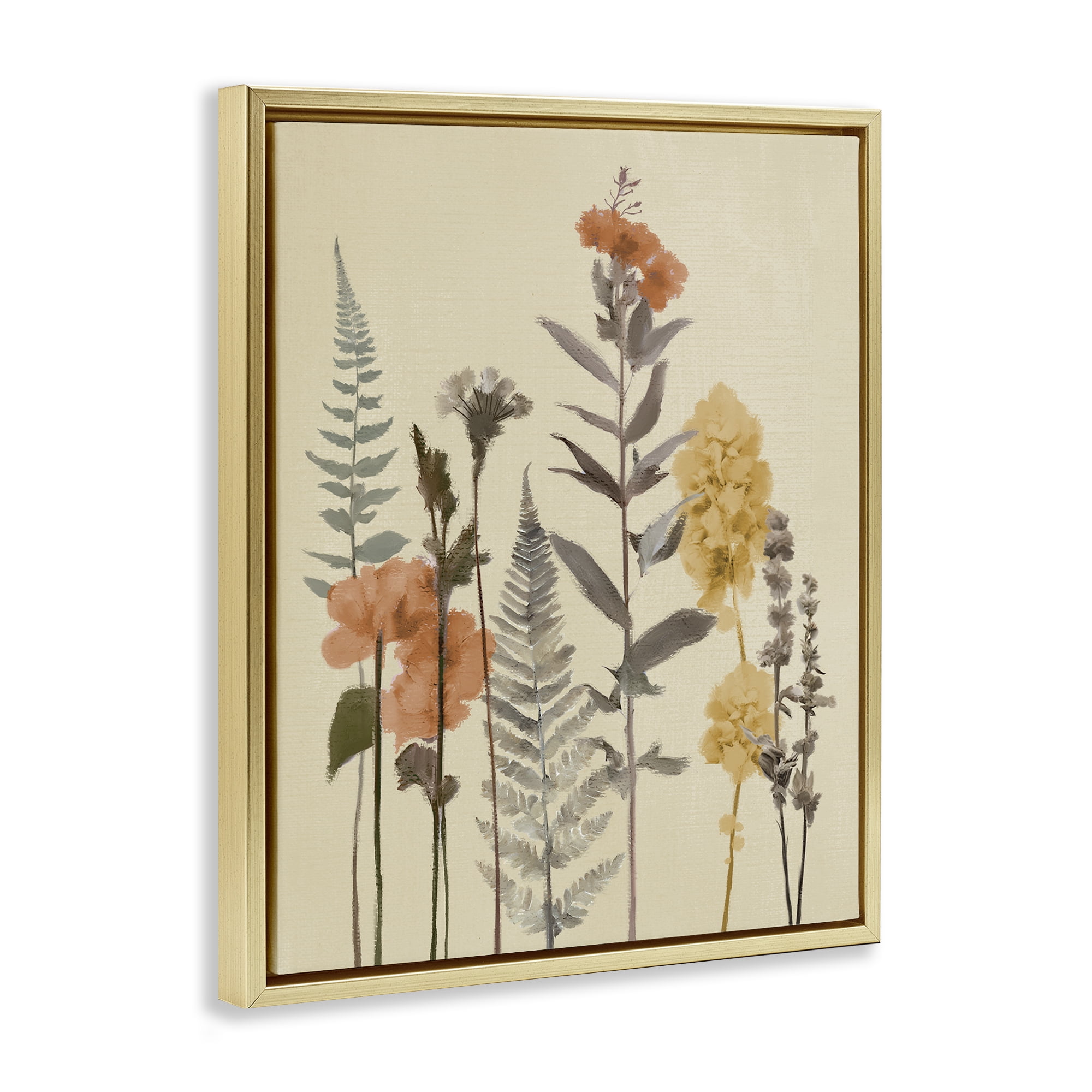 Stupell Industries Fall Botanicals Fresh Ferns Gold Framed Floater Canvas Wall Art, design by Elizabeth Medley