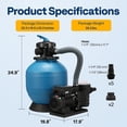 thumbnail image 4 of SPECSTAR 14 Inch Sand Filter Pump 1/2 HP with Timer, 2850 GPH Fits 12700 Gallons Above Ground Pool, 63.9 Pound Sand Capacity w/ 2 Adapter Conversion Kit, 4 of 8