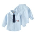 thumbnail image 2 of YTDSCS 2-7T Boys Embroidery Dress Shirts with Bowtie for Kids Toddler Varsity Style Shirts Long Sleeve Button down Blouse Tops Spring Fall, 2 of 9