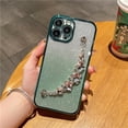 thumbnail image 1 of Funda de teléfono con correa de pulsera con purpurina chapada de lujo para iPhone 11, 12, 13, Mini, 14 Pro Max, X, XR, XS, 7, 8 Plus, funda de cadena de diamante Flash Fivean unisex, 1 of 2