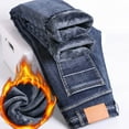 thumbnail image 5 of Jeans Men Winter Warm Straight Leg Relaxed Fit Denim Jeans with Pockets Outdoor Casual Classic Men Pants, 5 of 5