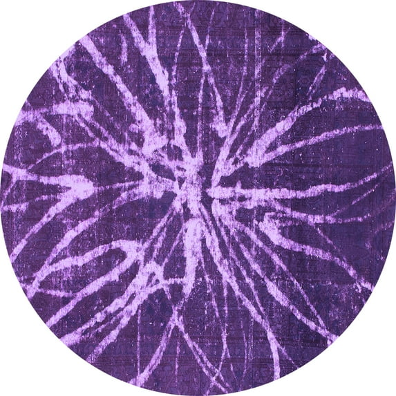 Ahgly Company Indoor Round Abstract Purple Modern Area Rugs, 3' Round