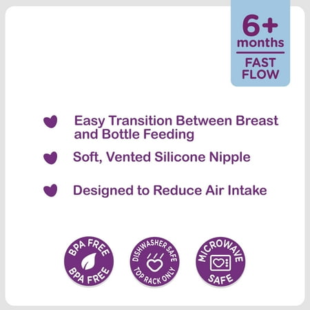 Parent's Choice Wide Neck Silicone Nipples, 6+ Months, 3 Pack