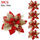 thumbnail image 1 of Flores artificiales de Poinsettia con purpurina, adornos para árbol de Navidad, corona, decoraciones para chimenea, bricolaje, 5/10 piezas, 14cm, 1 of 4