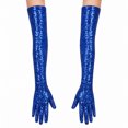 thumbnail image 2 of Unique Bargains 1 Pair Party Gloves Elegant Extra Long Sequin Long Opera Party Gloves 23.62"x4.72" Blue, 2 of 5
