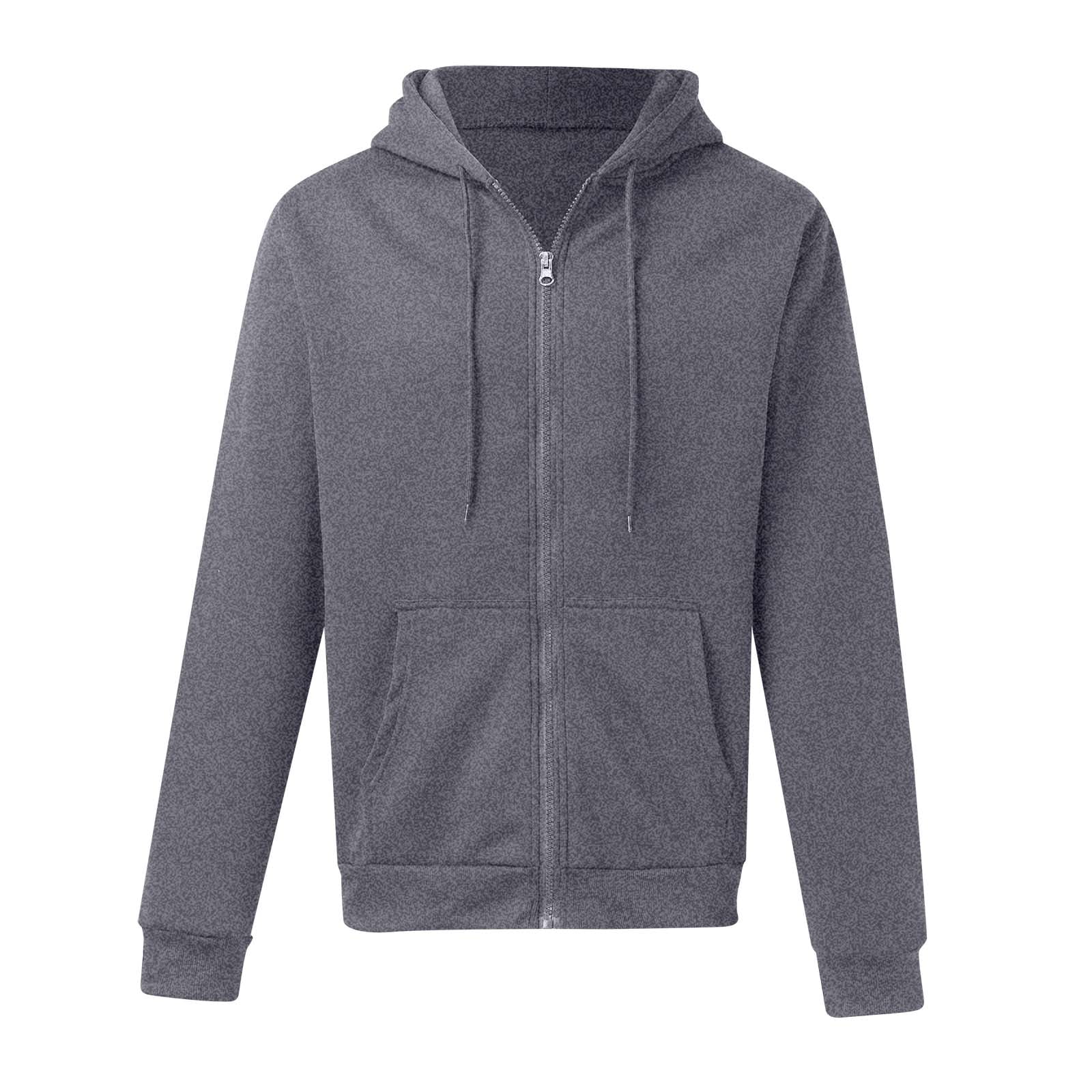 kpoplk Men's Casual Zip up Hoodies Lightweight Full-Zipper Long Sleeve Coat Drawstring Hooded Sweatshirts Dark Gray,XL