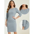 thumbnail image 2 of DARING DIVA Women's 3/4 Sleeve Work Pencil Midi Dresses M Grey, 2 of 6
