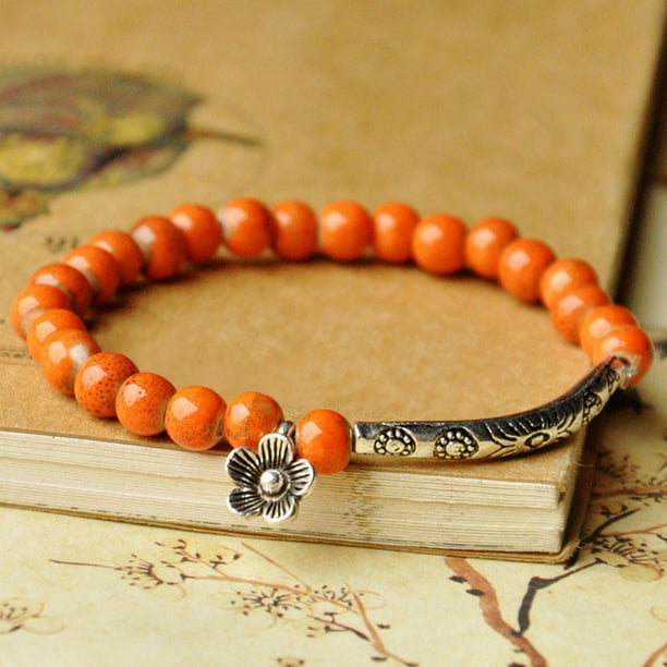 Pulseras para mujer, regalos para mujer, pulsera de cuentas multicolor con costuras de metal.