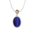 thumbnail image 2 of Delight Jewelry Silvertone Oval - Imitation Cat's Eye - Blue - Mia Monkey Charm Necklace, 2 of 4