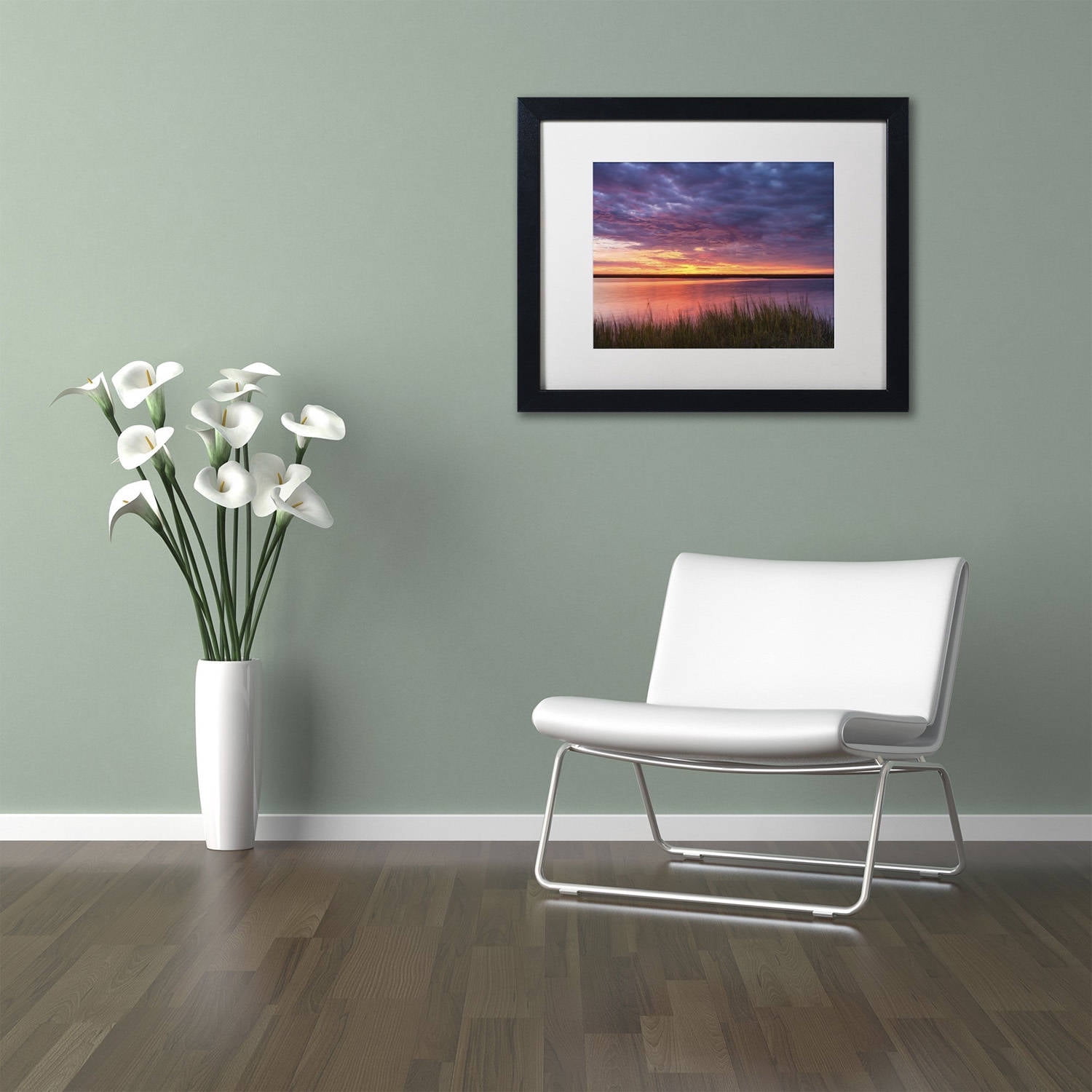 Trademark Fine Art 'Drama at the Marsh' Canvas Art by Michael Blanchette Photography, White Matte, Black Frame
