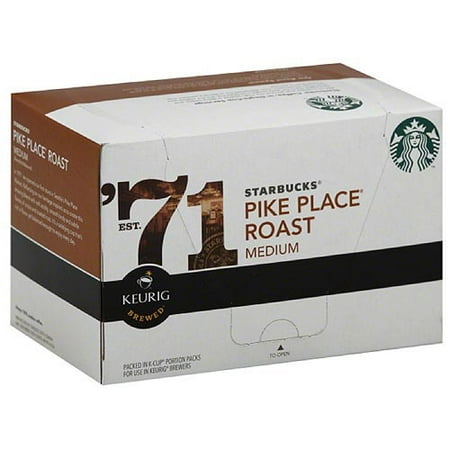 Starbucks Pike Place Roast Medium Keurig Brewed K-Cups Ground Coffee, 10 count, (Pack of 6)