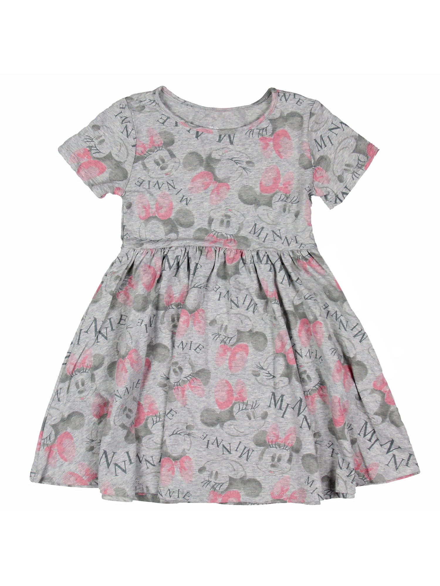 Disney Toddler Girls' Minnie Mouse Pink Bow Allover Print Design Dress