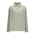 thumbnail image 6 of Dazajoo Cotton and Linen Shirts Women Summer Solid Color Long Sleeve Tops with Pockets 2025 Lightweight Casual Button Down Lapel Blouses,Gray,S, 6 of 7