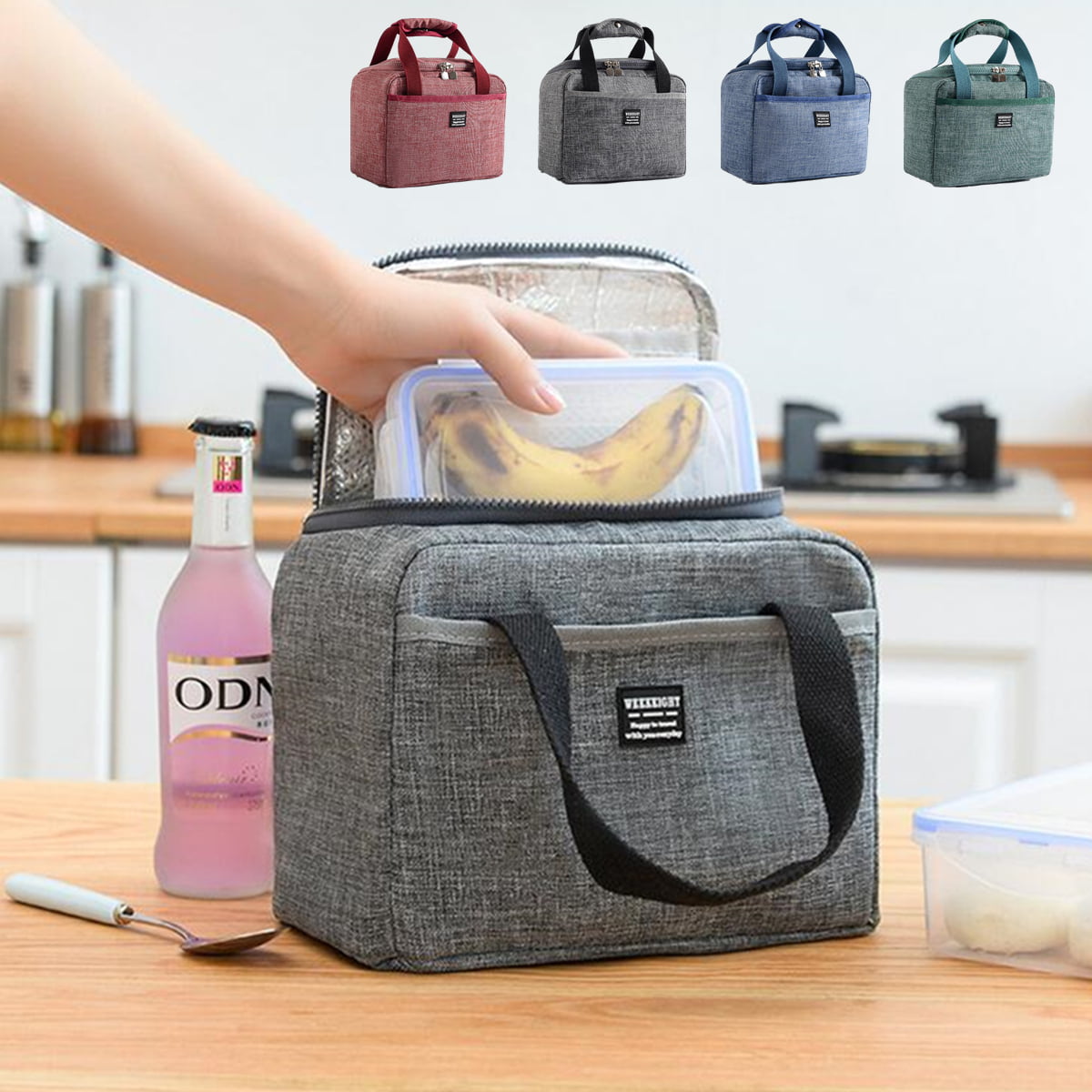 Kids Adults Travel Oxford Tinfoil Picnic Lunch Bag Waterproof Tote Lunch Bag UK