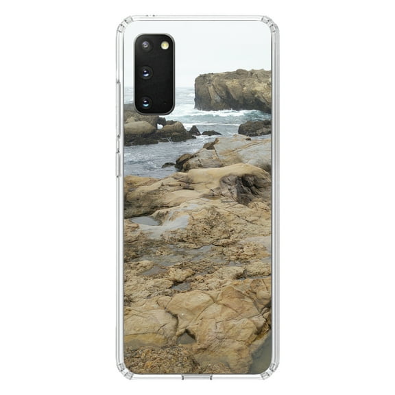 DistinctInk Clear Shockproof Hybrid Case for Galaxy S20 ULTRA / 5G (6.9" Screen) - TPU Bumper, Acrylic Back, Tempered Glass Screen Protector - Point Lobos Reserve
