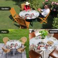 thumbnail image 4 of Blue Wooden Snowman Christmas Round Tablecloth for 36-44 Inch Tables,Fitted Table Cover with Elastic Edge,Xmas Poinsettia Winter Gifts Waterproof Outdoor Table Cloth Protector for Patio Garden Dinner, 4 of 9