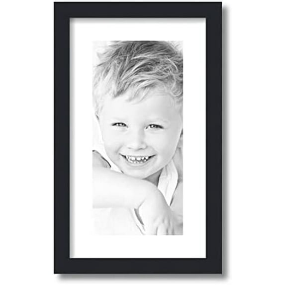 7x15 inch black picture frame with 2 inch single crisp mat, singlemat-frbw26079-7x15-1461