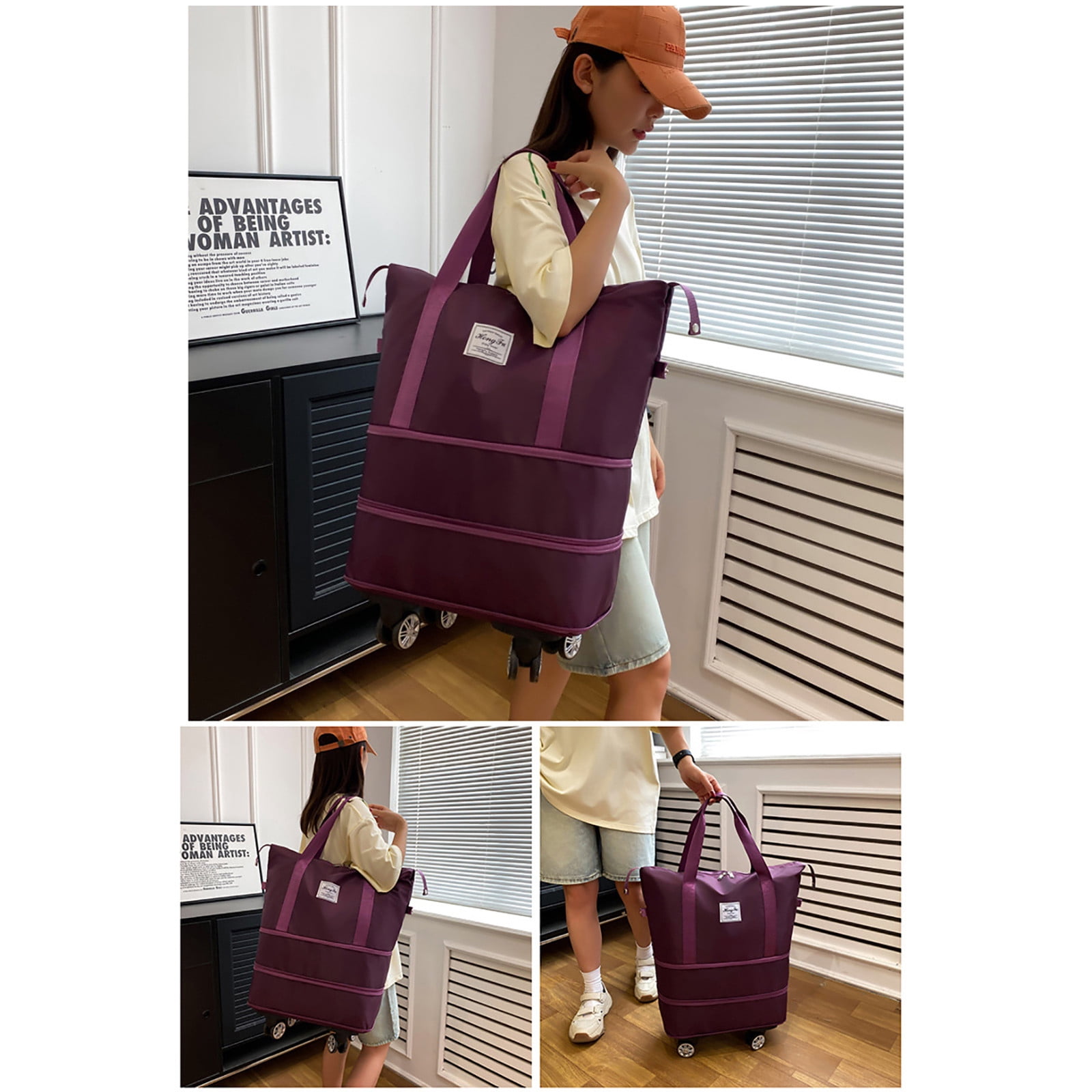 airpow Storage Box Universal Wheel Travel Bag, Large Capacity Folding Water-Proof Travel Bag Handbag Handbag Travel Duffel Bag Ladies Multi-Function Travel Bag