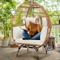 thumbnail image 2 of Skandiquip Oversized Rattan Adult Egg Chair, 360 Swivel, Outdoor Patio Chair with overstuffed Cushions, Indoor Large Wicker Egg Chair, Natural Rattan, Beige Cushion, 2 of 7