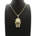 thumbnail image 2 of Stone Stud Basketball Goal Net Pendant with 2mm Box Chain Necklace, Gold-Tone/36", 2 of 2