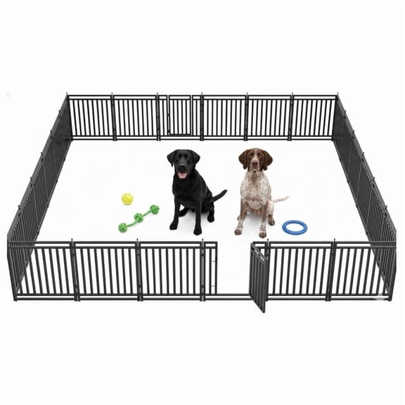 Petorldog dog playpen 32" Height, 24 Panels Foldable Metal dog fence outdoor for yard, outdoor use for RV Camping (Black-Silver)