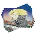 thumbnail image 1 of Ambesonne City Place Mats Set of 4, Musical Notes Cat, Standard Size, Multicolor, 1 of 6