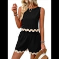 thumbnail image 1 of Conjuntos de Vacaciones de 2 Piezas para Mujer, Conjuntos Casuales, Camisetas Sin Mangas y Pantalones Cortos, Conjunto A Juego, Negro, L, 1 of 6
