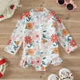 thumbnail image 2 of ZACPNCV Baby Rash Guard Swimsuits Toddler Girls Long Sleeve Daisy Prints Swimwear Beach Swimsuit with Zipper Ruffle Beach Bathing Suit Sunsuit White 2-3 Years, 2 of 3