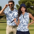 thumbnail image 2 of Jeiento Matching Golf Shirts for Couples Breathable Quick Dry Sleeveless V-Neck Golf Top for Women Bird Floral Short Sleeve Soft Golf Shirt for Men Activewear Set for Golf Tennis Hiking, 2 of 6