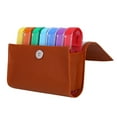 thumbnail image 2 of Organizador portátil de pastillas en cuero PU, 7 cajitas con 28 compartimentos, diseño multicolor, ideal para vitaminas y medicamentos, color café, compacto y práctico., 2 of 7