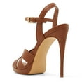 thumbnail image 3 of FSJ Women Stylish Strappy Round Open Toe Ankle Strap Sandals Platform Stilettos High Heel Formal Events Parties Shoes Size 9.5 Brown, 3 of 4
