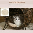 thumbnail image 5 of BOBOKY 20.5" Weaved Cat Bed, Elevated Hand-Woven Braided Banana Leaf Kitten House Condo with Cushion, Polyester, 20.5"D x 20.5"W x 22.75"H,Brown, 5 of 10