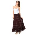 thumbnail image 3 of Sakkas Raw Edge Tiered Ribbon Gypsy Boho Long Cotton Skirt - Brown - One Size, 3 of 4