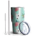 thumbnail image 2 of 30oz Bull Terrier Dog and Flower Florals Tumblers Stainless Steel Tumbler with Lid and Straw,Vacuum Insulated Double Wall Travel Tumbler Cups Mug with Cleaning Brush for Coffee,Tea, 2 of 7
