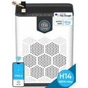 NUTROMO WiFi Smart Air Purifier for Home Large Rooms up to 3000 Sq.Ft., H14 True HEPA, 2 Washable Filters, PM2.5 Display, Alexa & Google Compatible, Removes Allergies, Smoke, Dust & Pet Hair