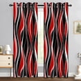 thumbnail image 3 of Red Black Blackout Curtains, Abstract Geometric Striped Aesthetic Art Darkening Window Drapes Grommet For Living Room Bedroom Decor 42"W x 84"L (Pack of 2), 3 of 6