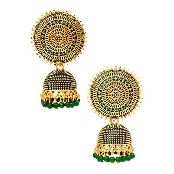 Crunchy Fashion Tribal Muse Oxidized Collection Stylish Indian Wedding Jewelry Meenakari Jhumki Jhumka Earrings for Women