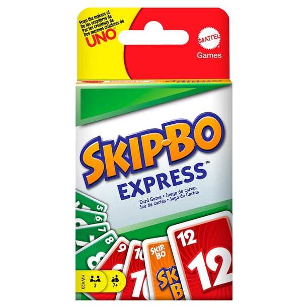 Juego de cartas Mattel Games Skip-Bo Express para niños y adultos y familia