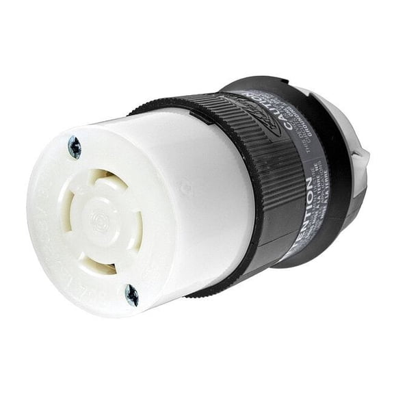 Locking Connector, Non-NEMA, 30 A, 120/208V AC, Three Phase, 4 Pole, Screw Terminals, Black, White