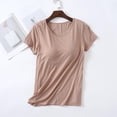 thumbnail image 4 of Zemara Womens T Shirts, Women's T-Shirt Category Top with Built-In Bra Camisole Seamless Comfort Stretch Short Sleeve Everyday Wear for Versatile Spring SummerAutumn Comfort Khaki XXXL, 4 of 4