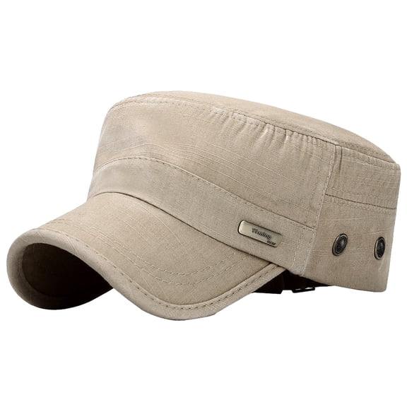 YIMING Brand Military Cadet Cap Slub Fabric Flat Top Army Sunshade Adjustable Outdoor Hat for Unisex