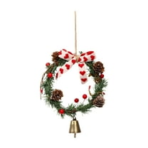 dajkiuy Mini Christmas Wreath for Cabinets Kitchen, 12Inch Hanging Small Christmas Wreaths with Pine Cones Red Berry Bow Xmas Decorations for Front Door Porch Wall Windows Indoor