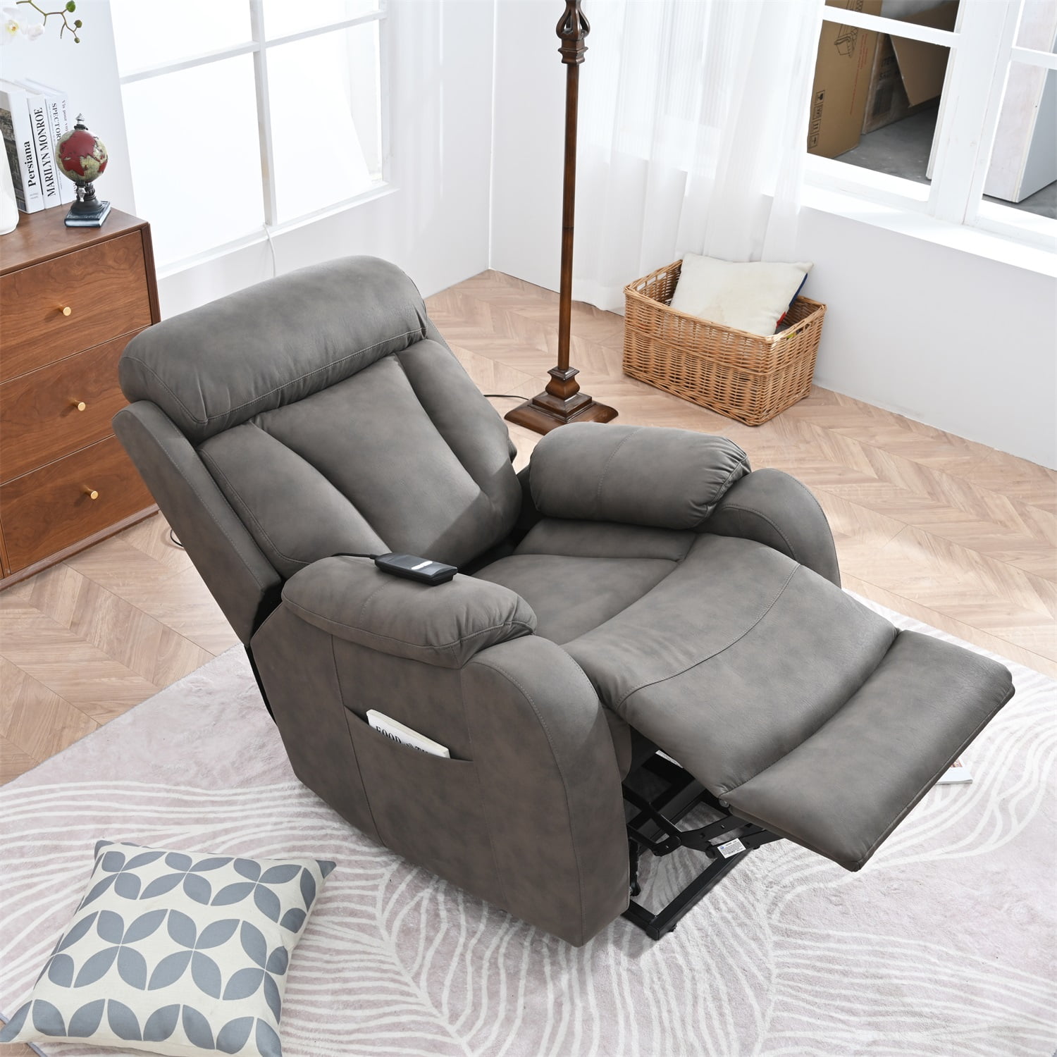 Resenkos Massage Recliner Chair, Fabric Recliner Sofa Home Theater Seating with Lumbar Support, Power Lift Recliner Chair for Living Room, Brown-1 Resenkos Massage Recliner Chair, Fabric Recliner Sofa Home Theater Seating with Lumbar Support, Power Lift Recliner Chair for Living Room, Brown-1